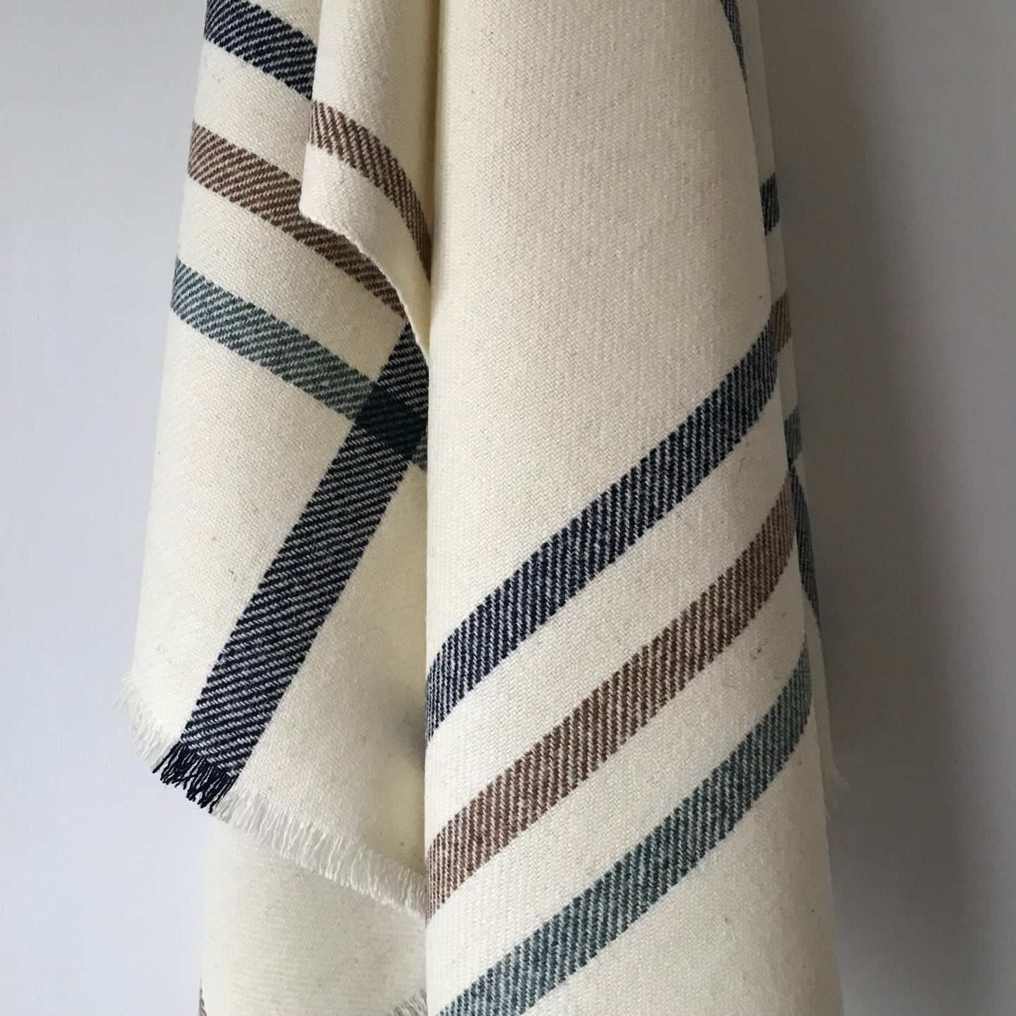 Woven Shawl - Ecru with striped borders