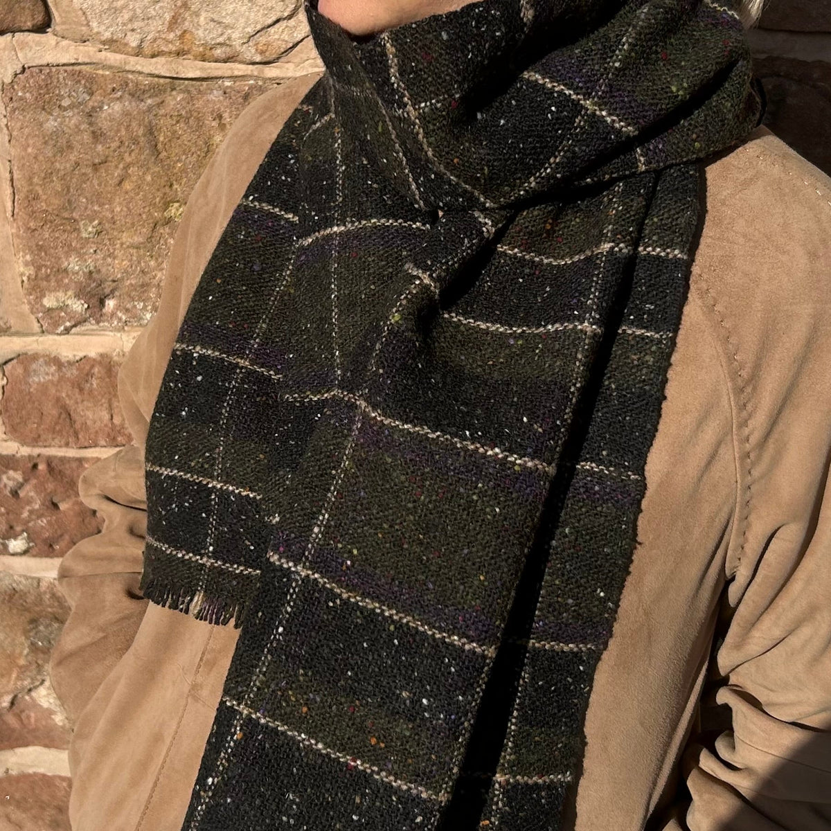 Donegal Scarf - Black & Green Check