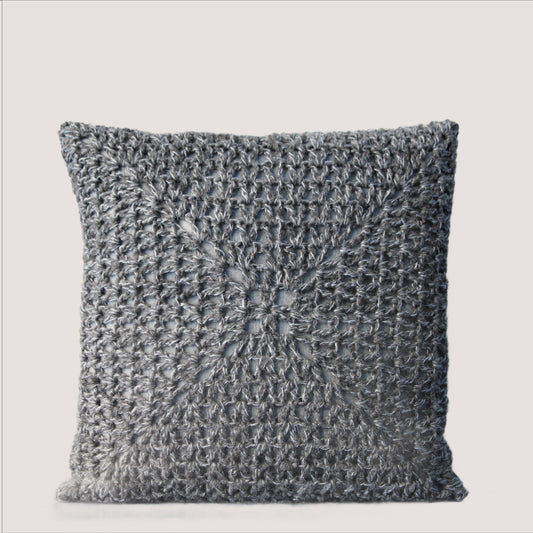 Crochet Cushion ~ Undyed Wool & Linen #3