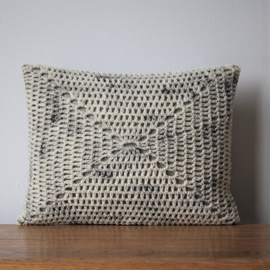 Crochet Cushion ~ Undyed Wool & Linen #1