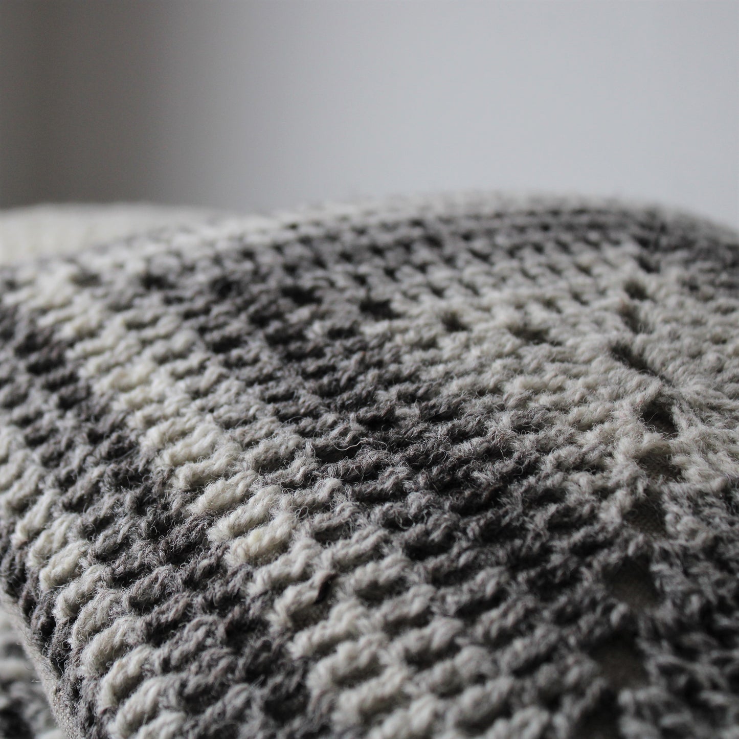 Crochet Cushion ~ Undyed Wool & Linen #2