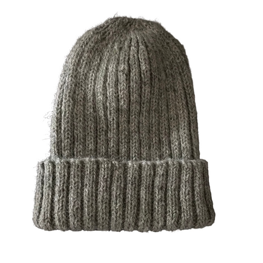 Alpaca & Shetland Handknitted Hat - Grey