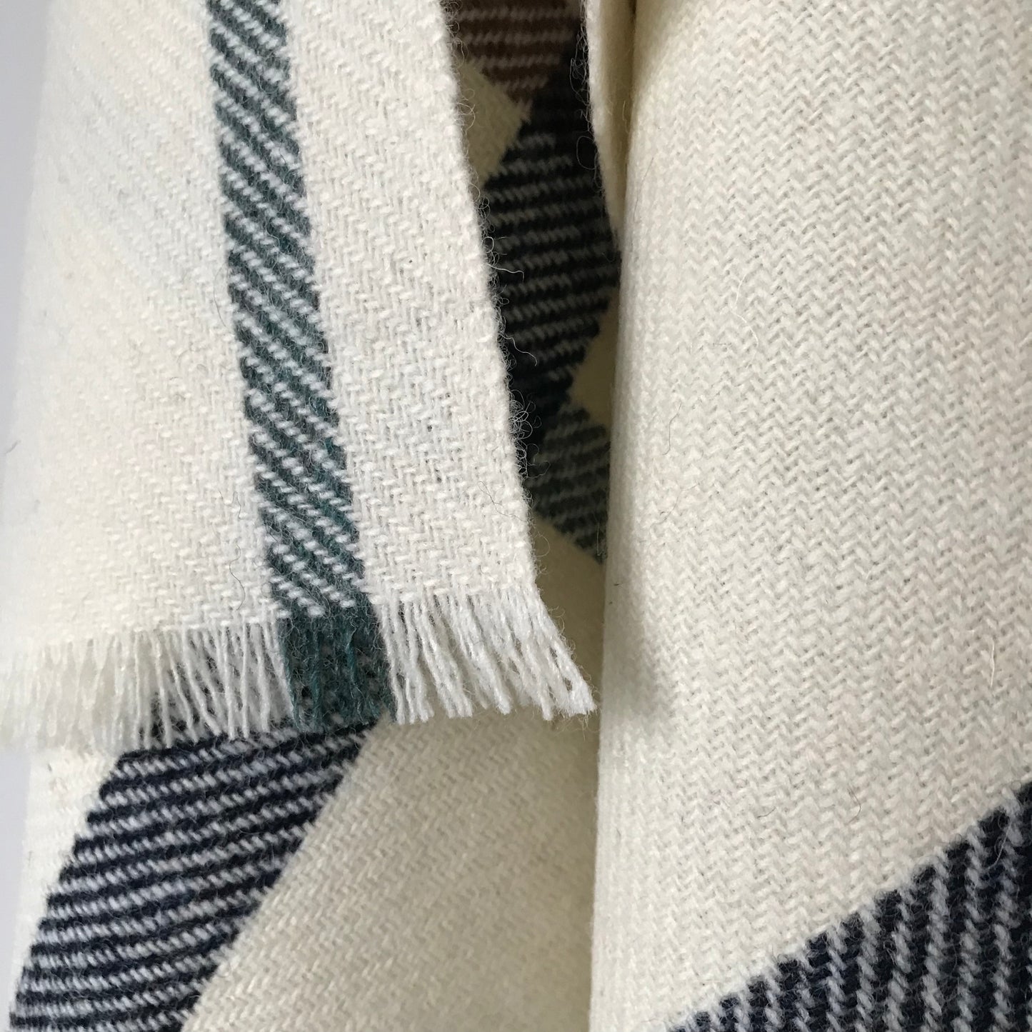 Woven Shawl - Ecru with striped borders