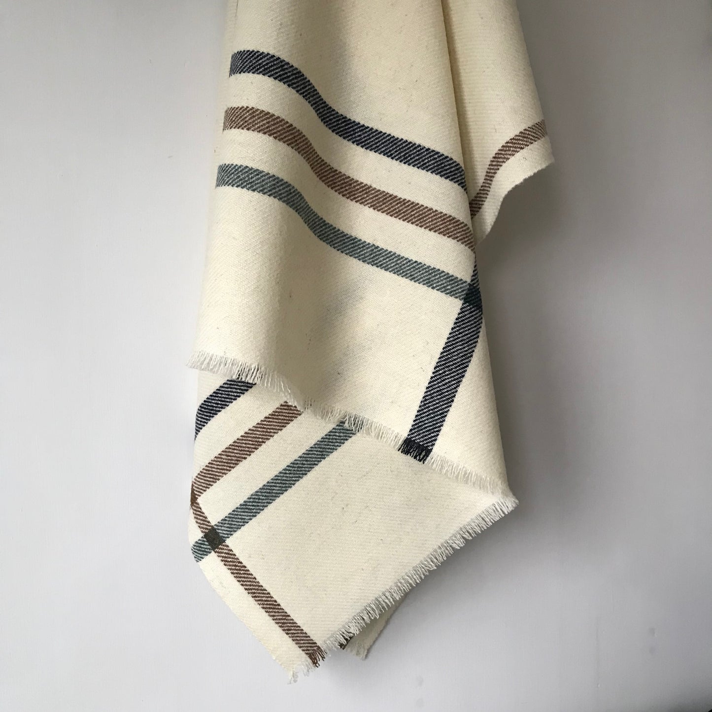Woven Shawl - Ecru with striped borders