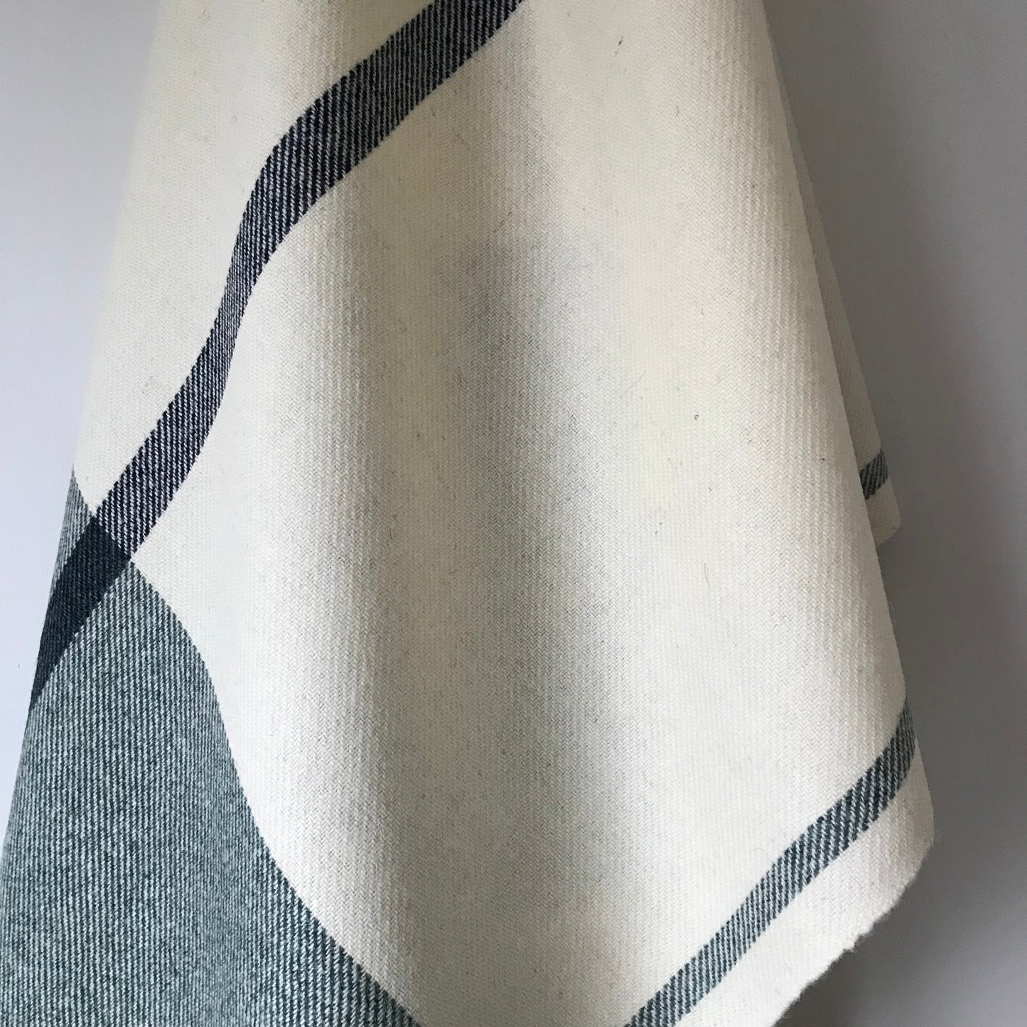 Woven Shawl - Ecru with Green Border