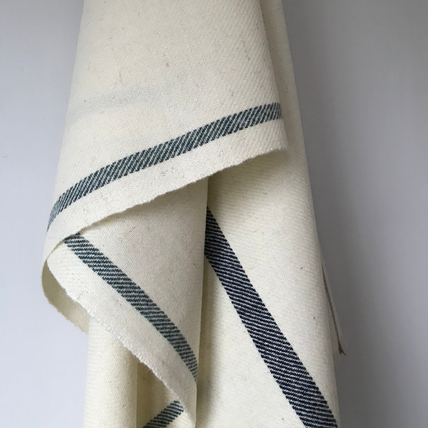 Woven Shawl - Ecru with Green Border