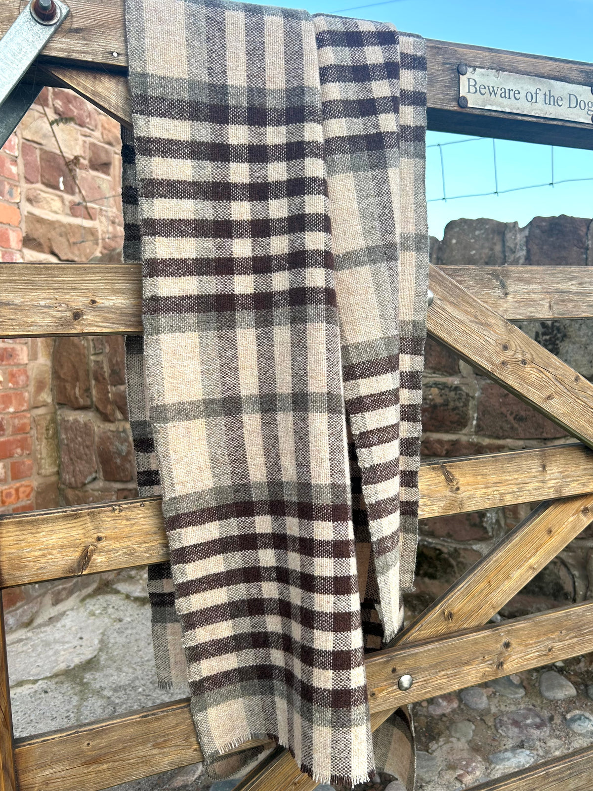 Scottish Lambswool Checked Scarf - Brown Mix