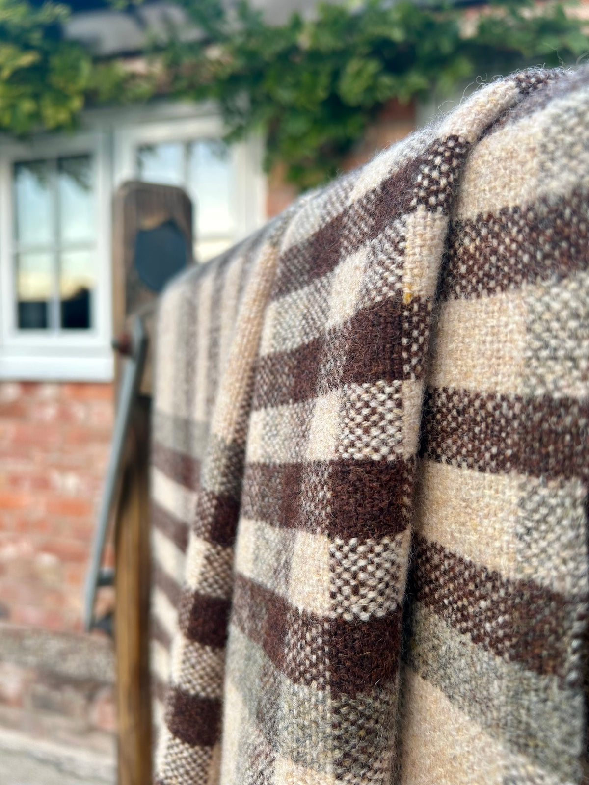 Scottish Lambswool Checked Scarf - Brown Mix