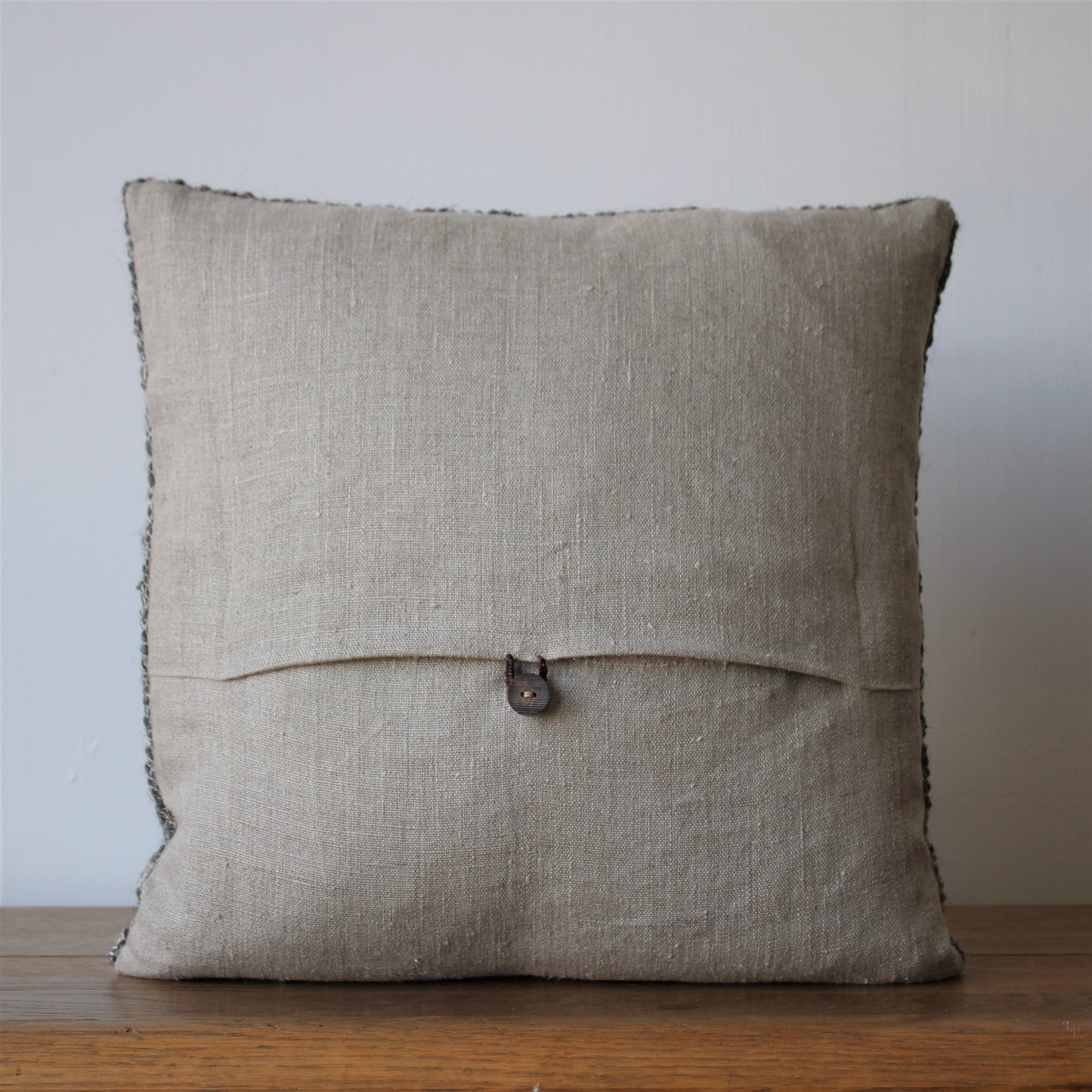 Crochet Cushion ~ Undyed Wool & Linen #3