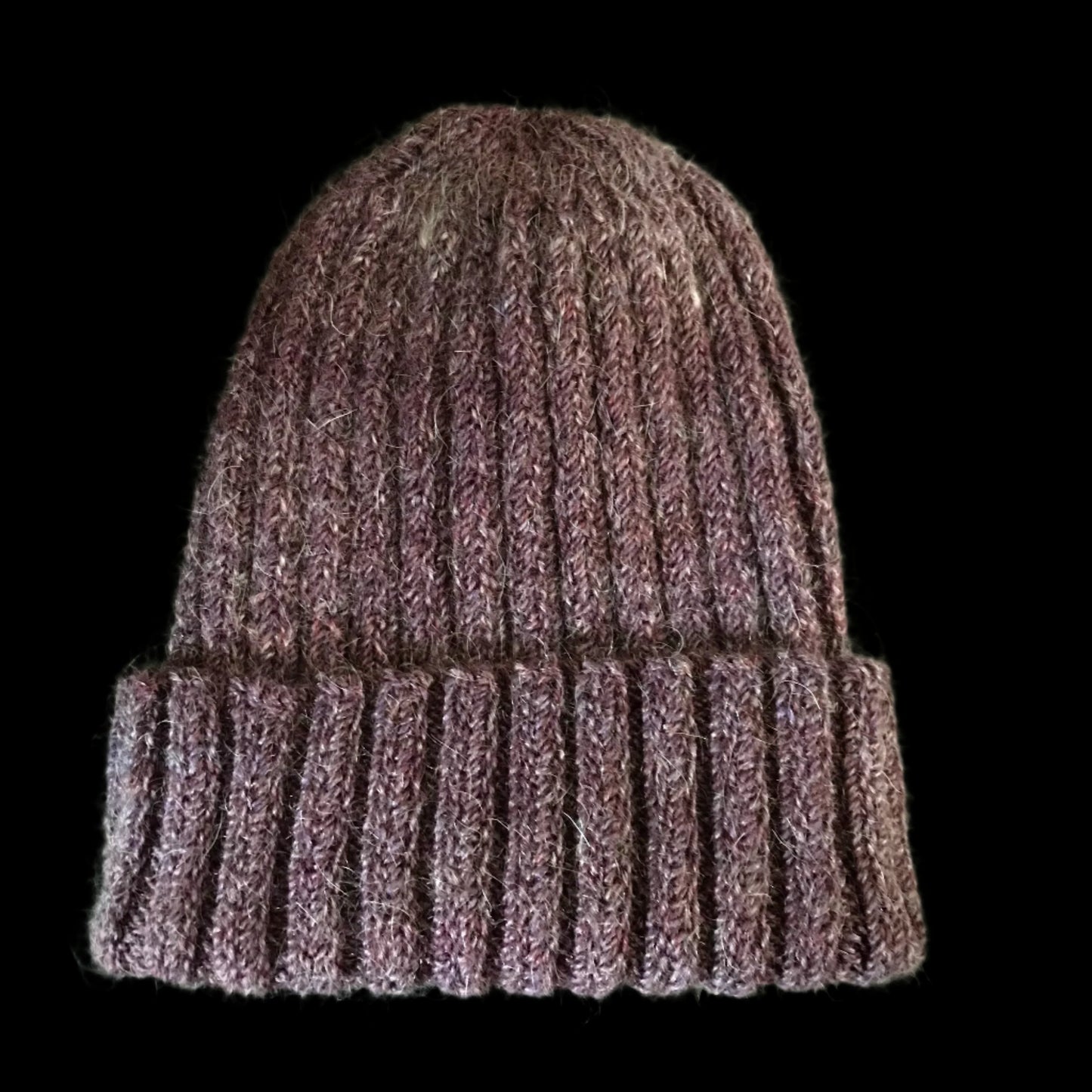 Merino & Mohair Handknitted Beanie ~ Purple